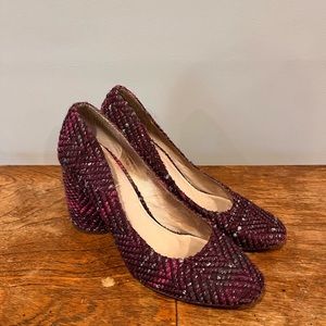 Louise et Cie Jayant purple tweed round block heel pumps  size 10